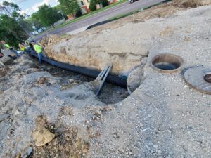 New parking lot storm drain connector (North)